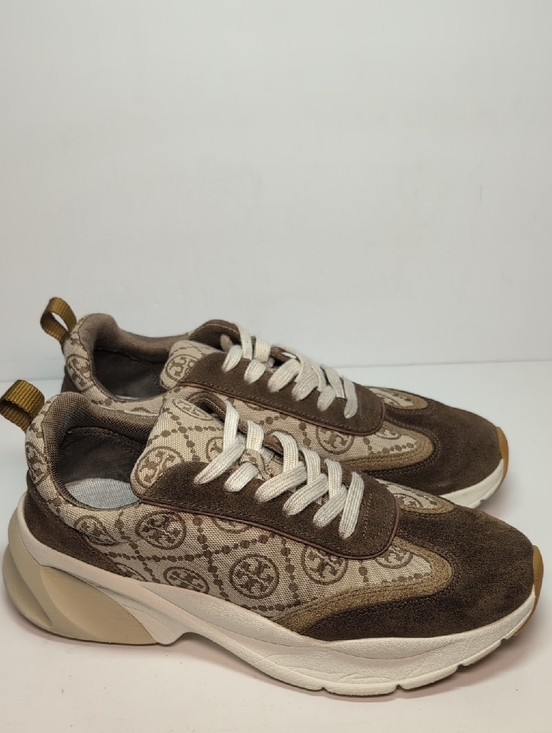 Tory Burch Shoes - Tory Burch T Monogram Suede Good Luck Trainer sneakers womans size 8
